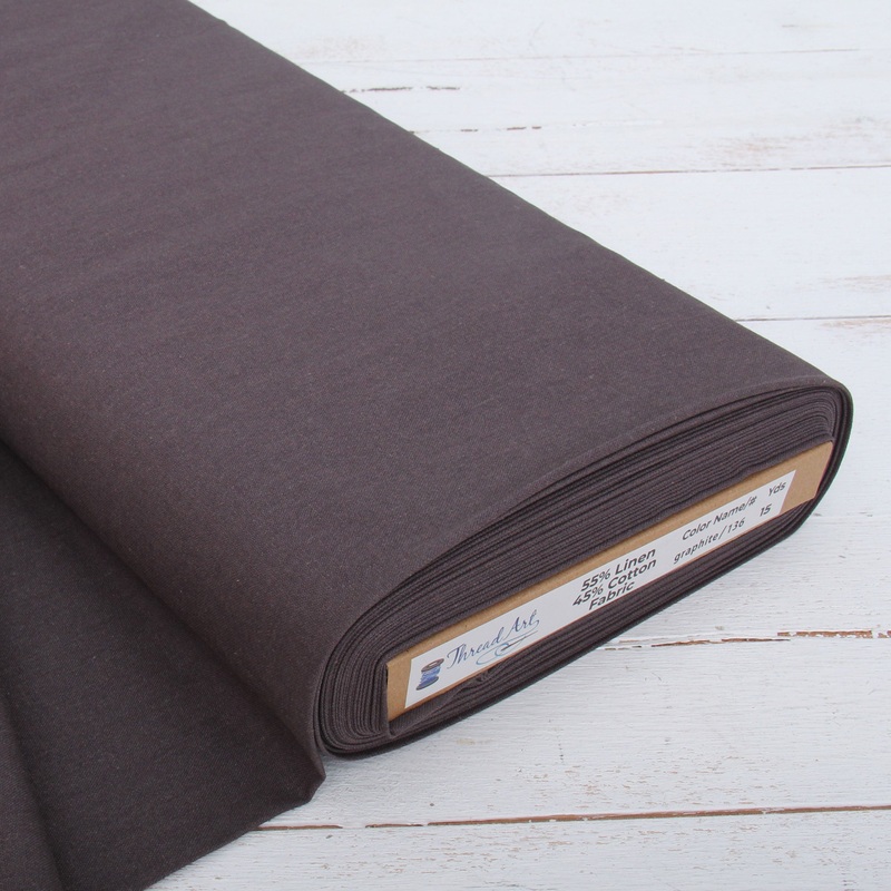 Premium Linen Fabric By The Yard – Graphite 55″ Width – Cotton Linen Blend Fabric For Embroidery, Apparel, Cross Stitch