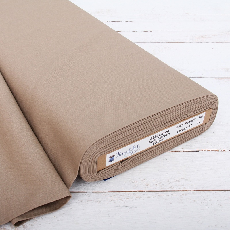 Premium Linen Fabric By The Yard – Taupe 55″ Width – Cotton Linen Blend Fabric For Embroidery, Apparel, Cross Stitch